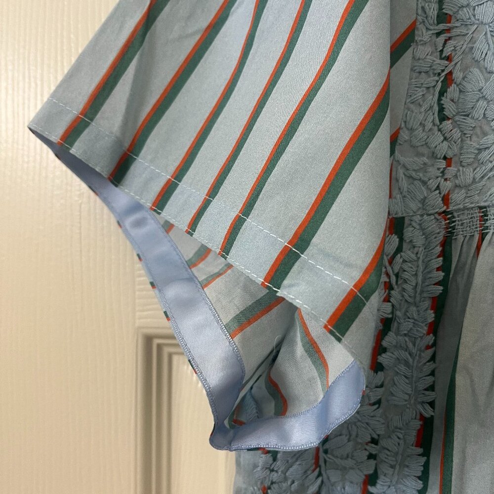 Mi Golondrina Oaxaca Embroidery Dress Light Blue with Stripes NWT - Picture 13 of 16